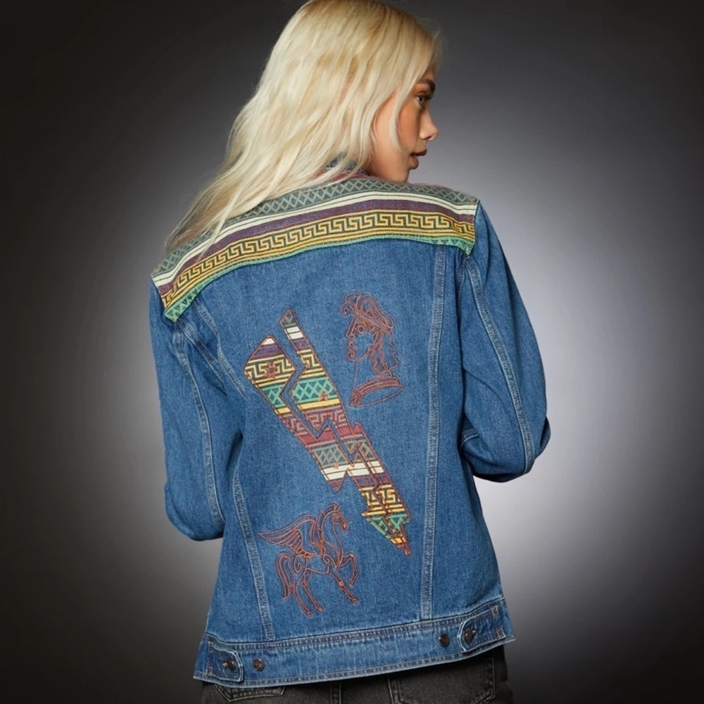 Disney Hercules Jean Jacket XL 25th Anniversary Embroidered Denim Greek‎ Gods